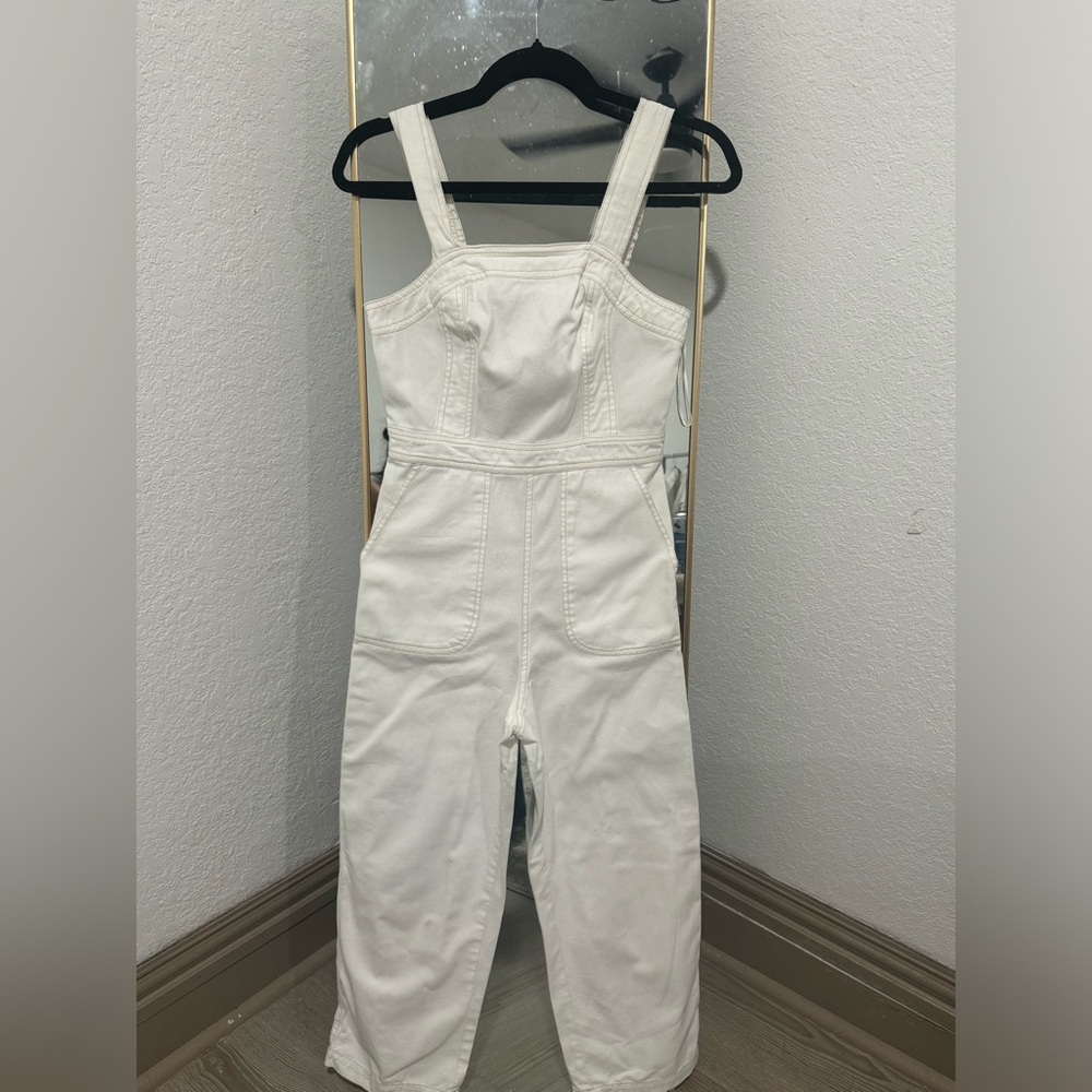 White Denim Overalls